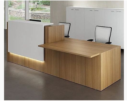 Comptoir d'Accueil Moderne en MDF avec Éclairage LED Intégré F1049